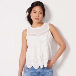 Evereve Carter Crochet Detail Floral Lace Lined Sleeveless Tank Blouse Women’s L